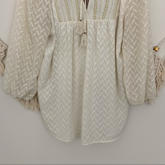 Anthropologie One September Attylie Embroidered Boho Peasant Blouse - Picture 5 of 10